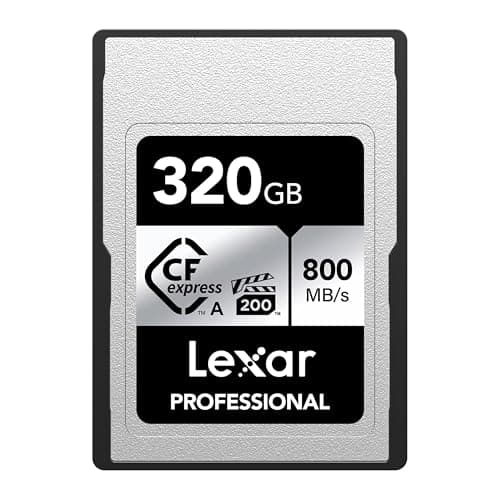 Image of Lexar 320GB Professional CFexpress Type A SILVER Series Memory Card, Compatible with Sony Cameras w/Type A Card Slot, Up to 800/700 MB/s Read/Write, 8K Video, VPG 200 (LCAEXSL320G-RNENG)