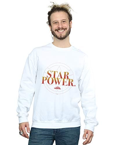 Image of Marvel Men's Captain Marvel Star Power Sweatshirt White Large