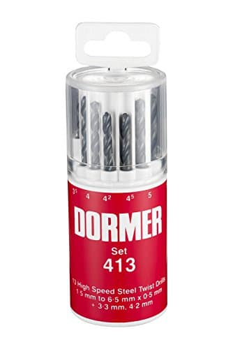 Image of Dormer A191413 HSS High Speed Steel Jobber Drill Bits with 118 Degree Standard Point, Set of 13