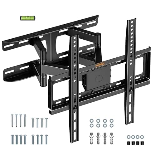 Image of VonHaus Tilt and Swivel TV Wall Bracket for 24-75" Screens, Wall Mount w/Spirit Level, 45kg Capacity, Max VESA: 400x400mm, for Curved and Flat Screens