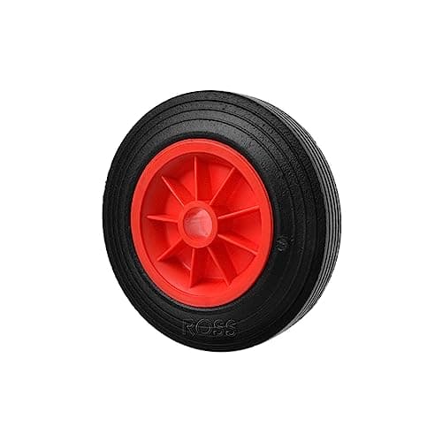 Image of Solid Rubber Trolley Wheel - 160mm Diameter with Red Plastic Centre - Smooth & Durable - Pneumatic Puncture Proof Red/Black Replacement Wheel 150kg Load Capacity