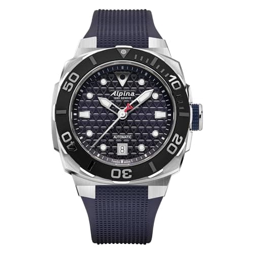Image of Alpina Men's Seastrong Extreme Swiss Made 3-Hand Date Automatic Watch, Luminous, Stainless Steel, Sapphire Crystal, 39 x 40.5mm, 300M Water Resistant, Blue Strap with Blue Dial