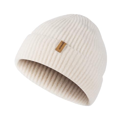 Image of ACUSHLA 100% Merino Wool Cuff Beanie for Men & Women Knitted Winter Hat Unisex Watch Cap Skullie for Cold Weather (UK, Alpha, M, XL, White)