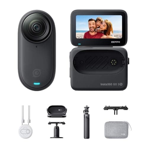 Image of Insta360 GO 3S Family Bundle - 4K Tiny Portable Vlogging Camera, Hands-Free POVs, Mount Anywhere, Stabilization, 140 Min Battery Life, 10m Waterproof, AI Editing, Black, For Vlog