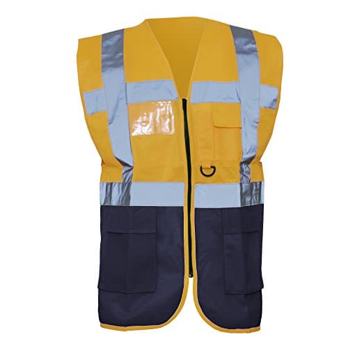 Image of Yoko Hi-Vis Premium Executive/Manager Waistcoat/Jacket (Pack of 2) (2XL) (Orange/Navy)