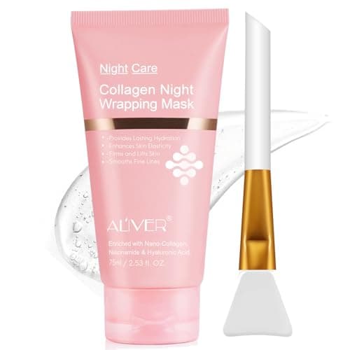 Image of Collagen Night Wrapping Mask, Peel Off Face Mask with Jelly Brush, Jelly Masks for Facials Professional Korean Skin Care, Elasticity & Hydration Care Overnight Collagen Mask for Women