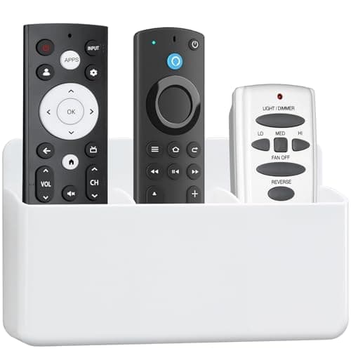 Image of VACONICO Remote Control Holder, Wall Mounted Remote Holder, 3 Slot Self Adhesive TV Controller Holder, Pen Holder Storage Accessories for Home Office School (White)