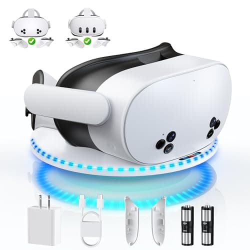 Image of Charging Dock for Meta Quest 3/3S, 30W Fast Charging Station for Oculus Quest 3S/3, VR Accessories with RGB Light, Magnetic Charging Stand for Headset/Controllers with 2 Rechargeable Batteries