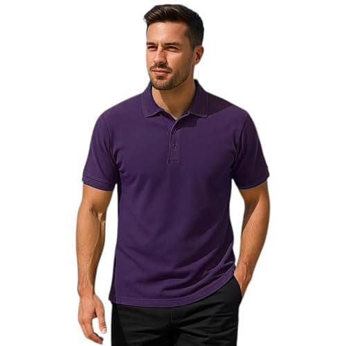Image of Urban Road Mens Premium Comfort Fit Polo Shirt – Short Sleeve, Plain, Classic Knitted Collar, 50/50 Cotton Polyester, 220gsm, Casual & Workwear Purple