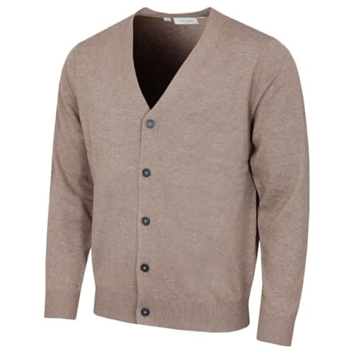 Image of Calvin Klein Mens Blackthorn V-Neck Soft Cardigan - Oat Marl - L