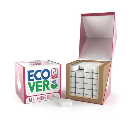 Image of Ecover All-In-One Dishwasher Tablets, Contains Dishwasher Salt & Rinse Aid, Power Cleaning, Mandarin and Lemongrass Scent, Pack of 1, 72 Tablets