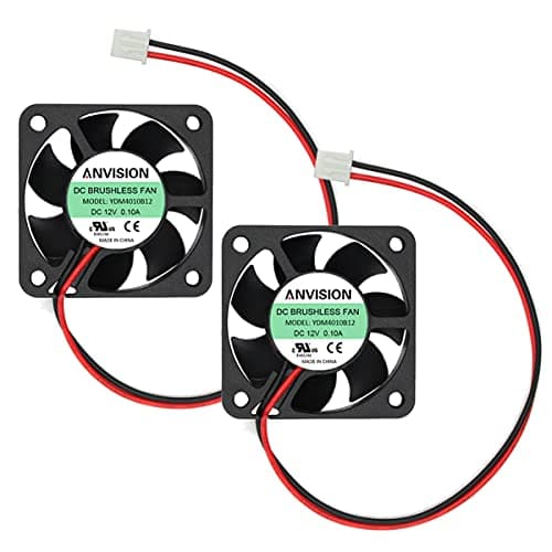 Image of ANVISION 2-Pack 40mm x 10mm 4010 Dual Ball Bearing DC 12V Brushless Cooling Fan, YDM4010B12