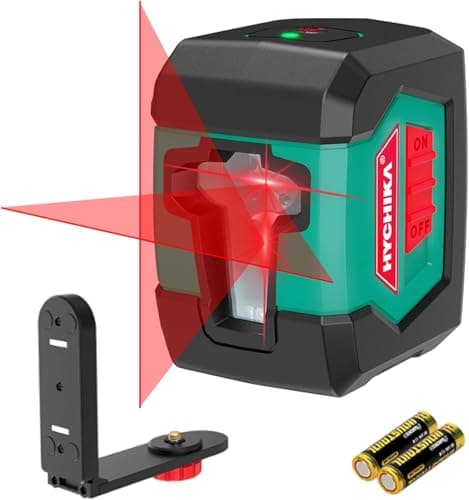 Image of HYCHIKA Laser Level, Laser Levels Self Leveling with Double Laser Module, Laser Spirit Level with 2 Lines Horizontal/Vertical, Flexible Magnetic Base, 2 x AA Batteries Included