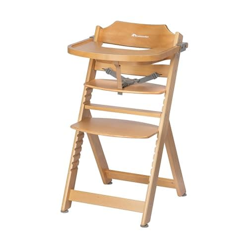 Image of Bebeconfort Timba Evolutive Wooden High Chair, 6 Months-99 Years, Up to 110 kg, Baby High Chair, Removable Tray, Adjustable Seat & Footrest, 3-point Safety Harness, Fits Timba Baby, Natural Wood