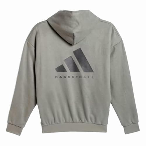 Image of adidas UNISEX LUXE BASKETBALL SUEDED HEAVYWEIGHT OVERSIZED FIT HOODIE, Sesame, XL
