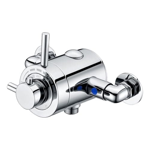 Image of ENKI T95 Modern Thermostatic Shower Valve Concentric Chrome Minimalist Azure