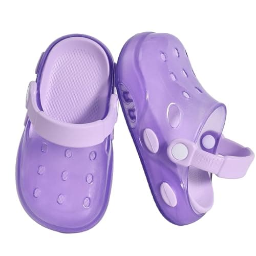 Image of Hitopteu Kids Clogs for Children Boys Girls Slip On Sandals Mules Beach Pool Garden Shower Water Shoes for Toddler Purple 6-6.5 UK 22-23 EU 150