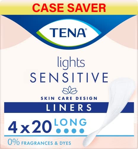 Image of Tena Lights Long Liner - 4 x Packs of 20 (80 Liners)