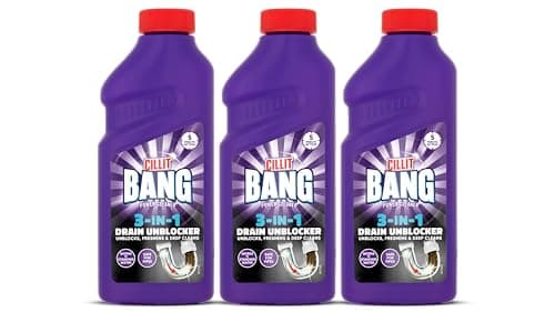 Image of Cillit Bang 3-in-1 Power Cleaner Odour Stop Drain Unblocker Gel, Drain Cleaner For Kitchen Sink Drains, Bathroom Showers, Baths & Basins | 500ml Each | Pack of 3 | 3 x 500ml