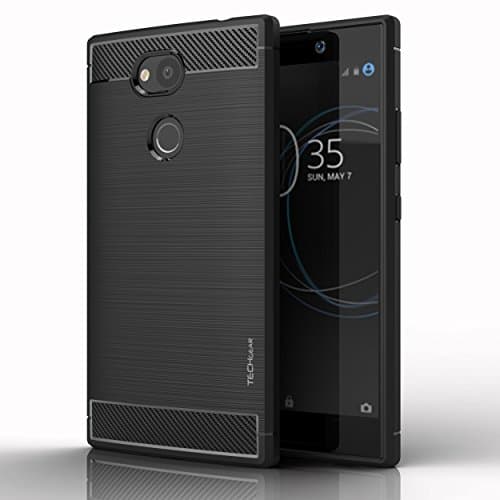 Image of TECHGEAR Xperia L2 Case - [Stealth Case] Flexible, Shockproof, Slim Fit, Soft TPU Protective Shell Cover with Carbon Fibre Design Compatible with Sony Xperia L2
