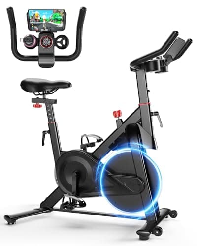Image of Lacuffy Exercise Bike Indoor Cycling Bike 136 kg Weight Capacity Magnetic Stationary Bike Fitness Spin Bike with LCD Display and APP for Home