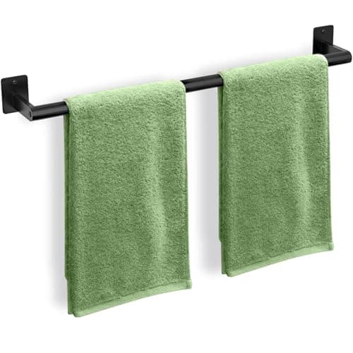 Image of DOKU Towel Rail Wall Mounted, 60CM/24 Inch Stainless Steel Towel Holders for Bathrooms, Matte Black Towel Bar, Modern Towel Rack TowelHolder