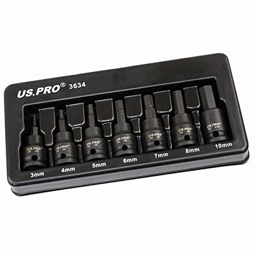 Image of US PRO Tools 7PC 3/8" DR Impact Hex Bit Sockets 3mm - 10mm 3634