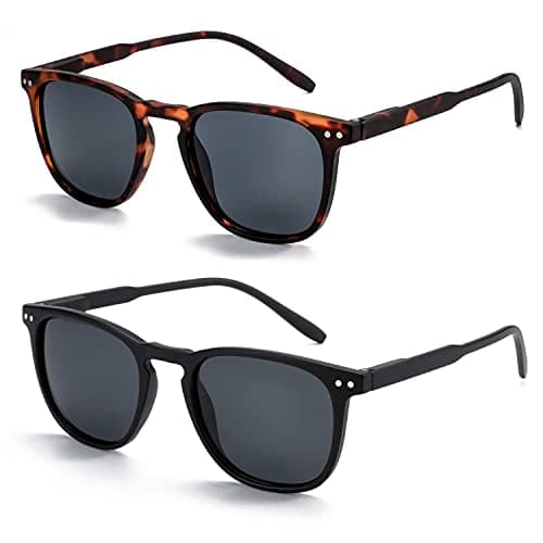 Image of ZENOTTIC 2 Pack Polarised Sunglasses Womens Mens Retro Vintage Round and Square Sun Glasses with UV400 Protection Unisex