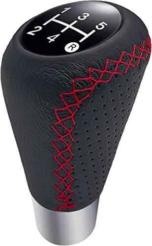 Image of Hoembpn Car Gear Shift Knob 5 Speed, Universal Leather Gear Shift Lever, Manual Shift Lever Stick Cover with 3 Hoses 8mm 10mm 12mm Suitable for Most Manual Automotive Vehicles