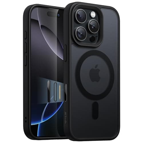 Image of JETech Magnetic Case for iPhone 16 Pro 6.3-Inch with Camera Control Capture Button, Compatible with MagSafe, Translucent Matte Back Slim Shockproof Phone Cover (Black Titanium)