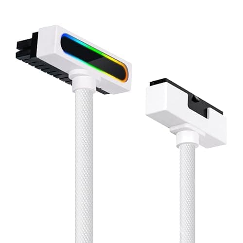 Image of Hydra-24PIN PC PSU Extension Cable ARGB LED, Copper Wire Motherboard Power Extension Cable Integrated Minimalist Design, 2000W Power (Whole Set) Male to Female (White)