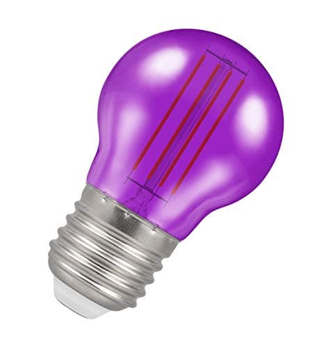 Image of Crompton Lamps Purple LED Golfball Light Bulb 4.5W E27 Harlequin | IP65 Outdoor Lights LED Bulbs | Energy-Saving Replacement for 25W Bulbs | 15,000 Hours Life | for Festoon Lights Outdoor