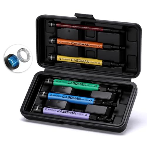 Image of CASOMAN Metric Magnetic Hollow Impact Nut Drivers Set, 6-Piece Color Coded Hollow Power Nut Driver with Extended Reach, 6 Metric Sizes