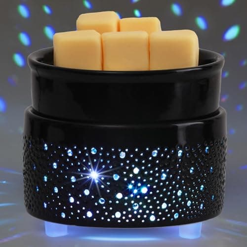 Image of Wax Melt Burner Ceramic 3-in-1 Oil Burner Electric Candle Wax Warmer Melter Fragrance Heating Plate for Scented Waxs Home Office Bedroom Aromatherapy Gift& Décor-Black