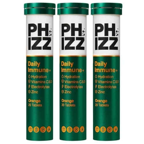Image of Phizz Daily Immune+ Orange Hydration, Immunity, Electrolytes & Vitamins Effervescent Electrolyte Tablets - 60 Tablets