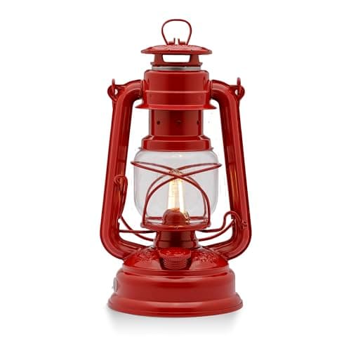 Image of Feuerhand LED Camping Lantern 276 - Battery/Rechargeable Camping Light for Tents, 2700K Warm White Dimmable Outdoor Lantern, Ruby Red, 18-Day Runtime, Indoor/Outdoor Use
