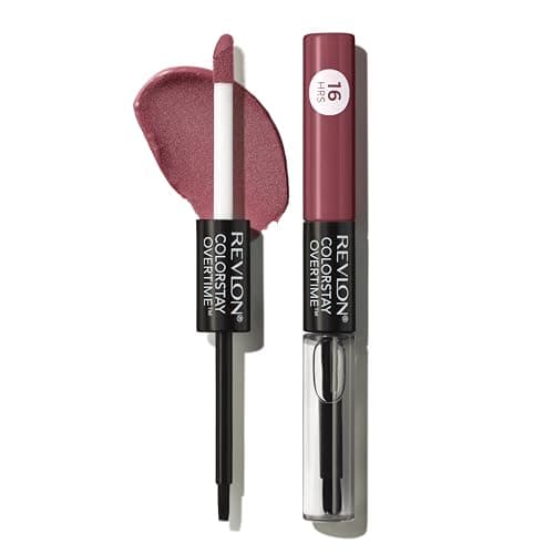 Image of Revlon Liquid Lipstick with Clear Lip Gloss, ColorStay Face Makeup, Overtime Lipcolor, Dual Ended with Vitamin E in Plum/Berry, Relentless Raisin (270), 0.07 oz