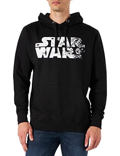 Image of Star Wars Men's Rebel Text Logo Hoodie, Black, XL UK