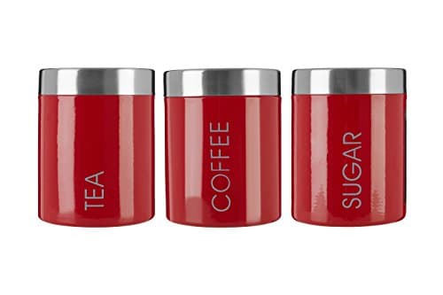 Image of Premier Housewares Liberty Tea, Coffee and Sugar Canisters - Set of 3, Red