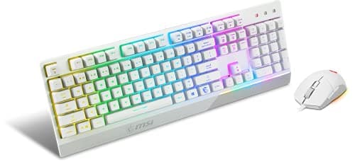 Image of MSI VIGOR GK30 COMBO White, QWERTY, UK Layout - Gaming Keyboard + Mouse Bundle, Mech-Membrane Switches, 6-Zone RGB Lighting Keyboard, Dual-Zone RGB Lighting Mouse, 5000 DPI Optical Sensor, Symmetrical