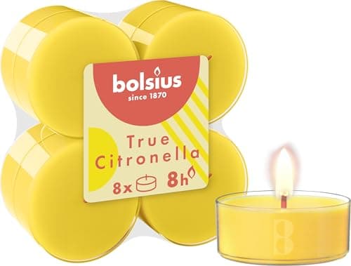 Image of Bolsius True Citronella - Maxi Scented Tea Lights - Citronella - Pack of 8 - Long Burning Time of 8 Hours - Outdoor Candles - Natural Plant Wax - with Natural Extracts - Without Palm Oil
