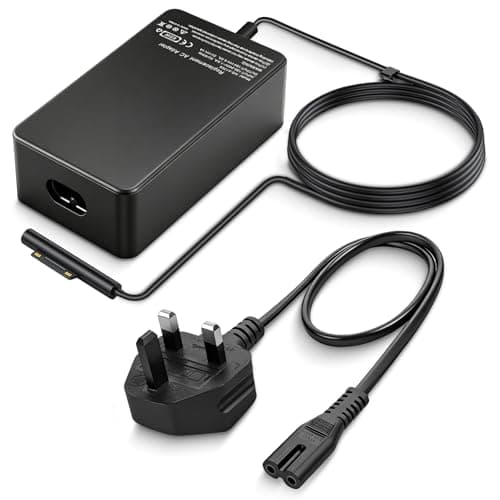 Image of Microsoft Surface Pro Charger,Microsoft Surface 65W Laptop Charger, UK Power Adapter Compatible with Laptop 1-6, Pro 3-10, Book 1-3 (65W/44W/36W/24W)
