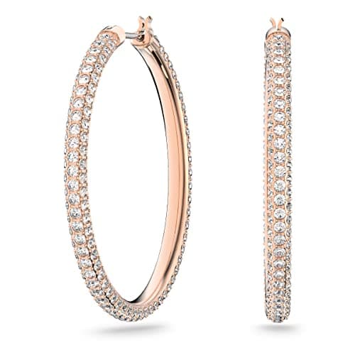 Image of Swarovski Stone hoop earrings, Pink, Rose gold-tone plated