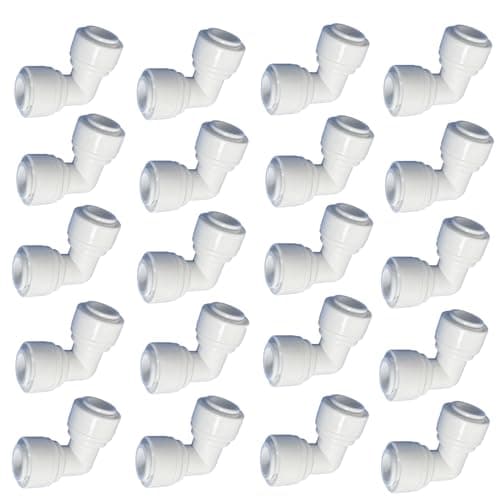 Image of 20 Pack 1/4 RO Tubing Elbow Connector 90 degree 1/4 Water Line Fittings 1/4 Push to Connect Fittings for RO/DI Water Filter System/aquarium