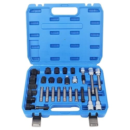Image of 30pcs Automotive Alternator Pulley Removal Tool Kit, Generator Freewheel Removal Socket Bit Set, Generator Belt Pulley Tool Set, Flywheel Puller