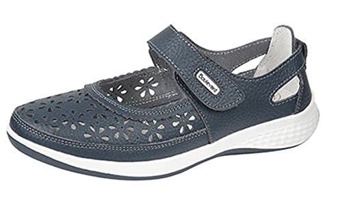 Image of WOMENS LEATHER WIDE FIT TOUCH CASUAL SHOES SIZE 4 - 9 NAVY BLUE (7)