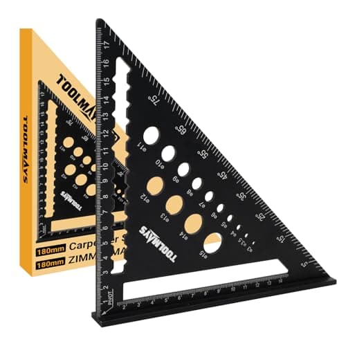Image of TOOLMAYS Speed Square, 180mm/ 7inch Set Square, Carpenters Square With 14 Types Of Drill Holes, Multifunctional Aluminum Alloy Carpenters Tools For Draw Angles, Positioning Of Drilled Hole