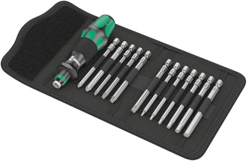 Image of Wera - 05004171001 - Bicycle 2, Kraftform Kompakt Interchangeable Screwdriver Set, Black, 13pc