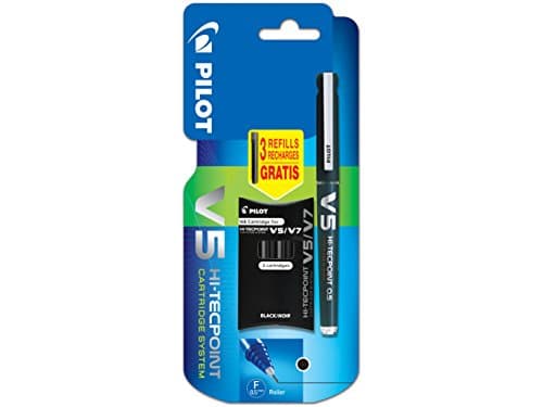 Image of Pilot V5 Cartridge System Liquid Ink Rollerball, 0.5 mm Tip Single Pen with 3 Free Refills - Black