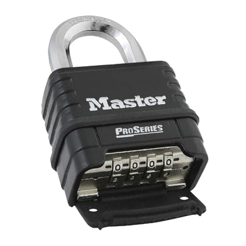 Image of Master Lock Padlock, Rectangular Hardened Steel Armoured Body Padlock, High Security Lock, Best Used for Storage Units, Sheds, Garages, Fences and More, Black, 16.6 cm x 9.2 cm x 4.0 cm (1178D)